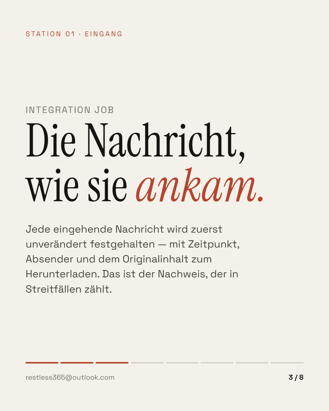 Station 01: Die Nachricht, wie sie ankam