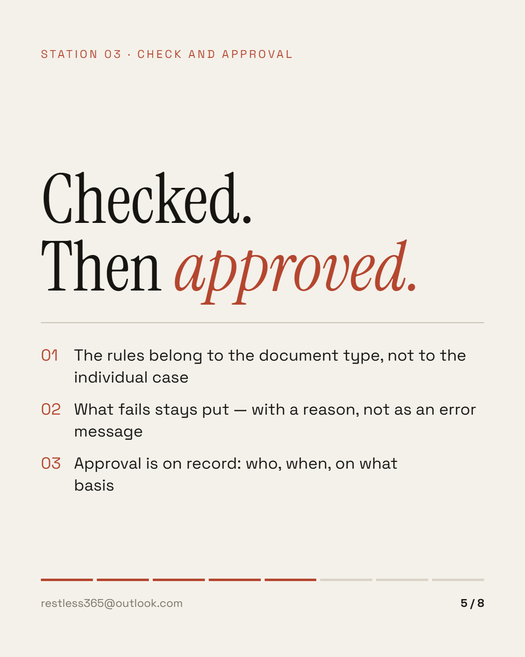 Station 03: checked, then approved