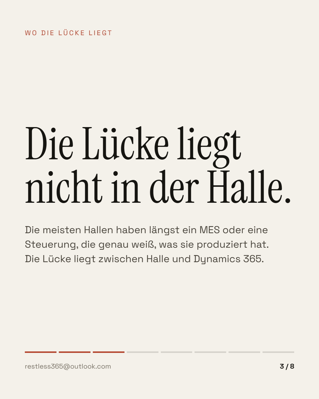 Die Lücke liegt nicht in der Halle