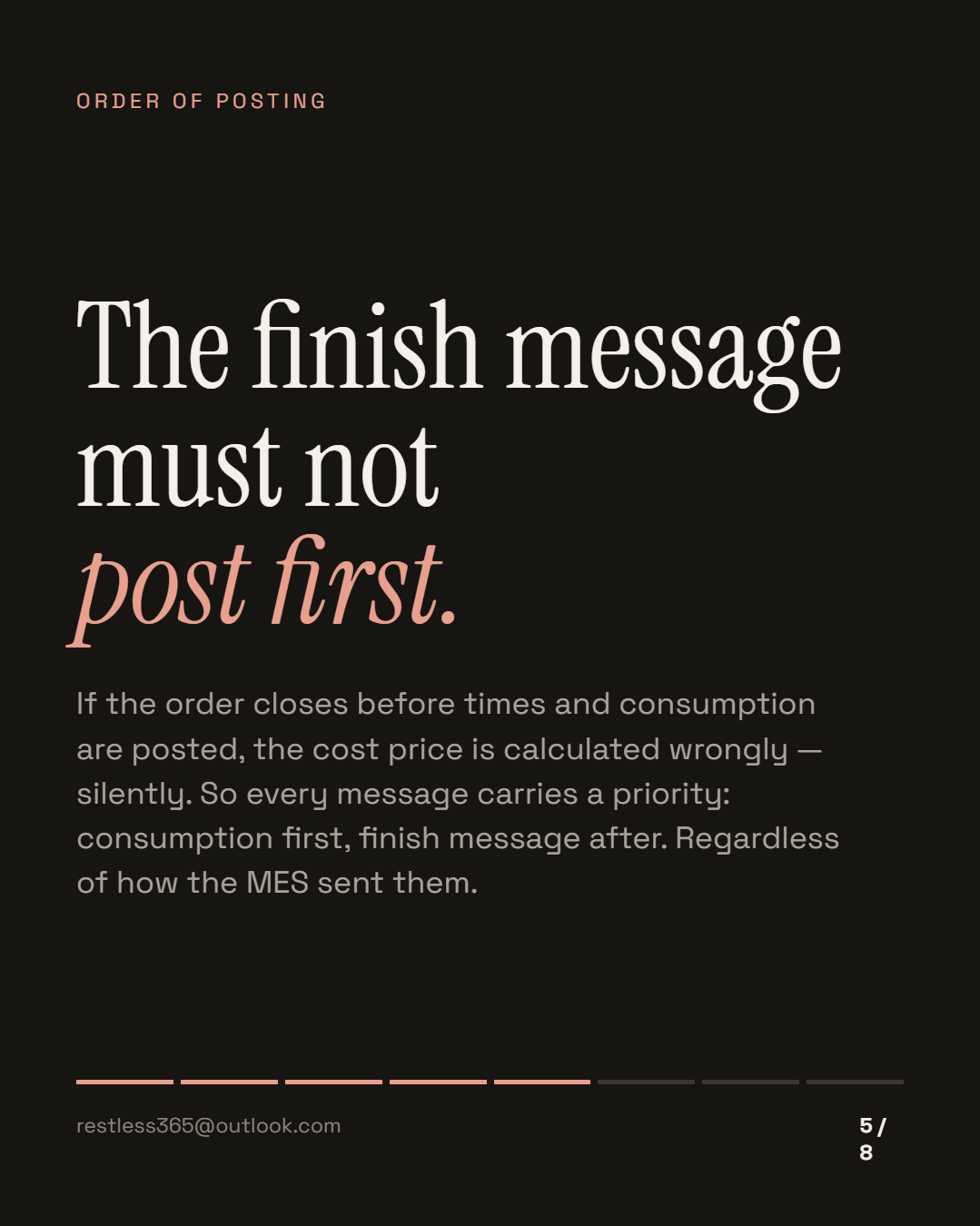 The finish message must not post first