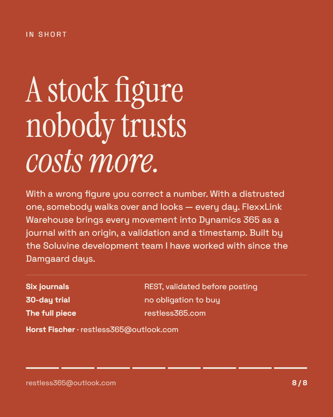 In short: a stock figure nobody trusts costs more