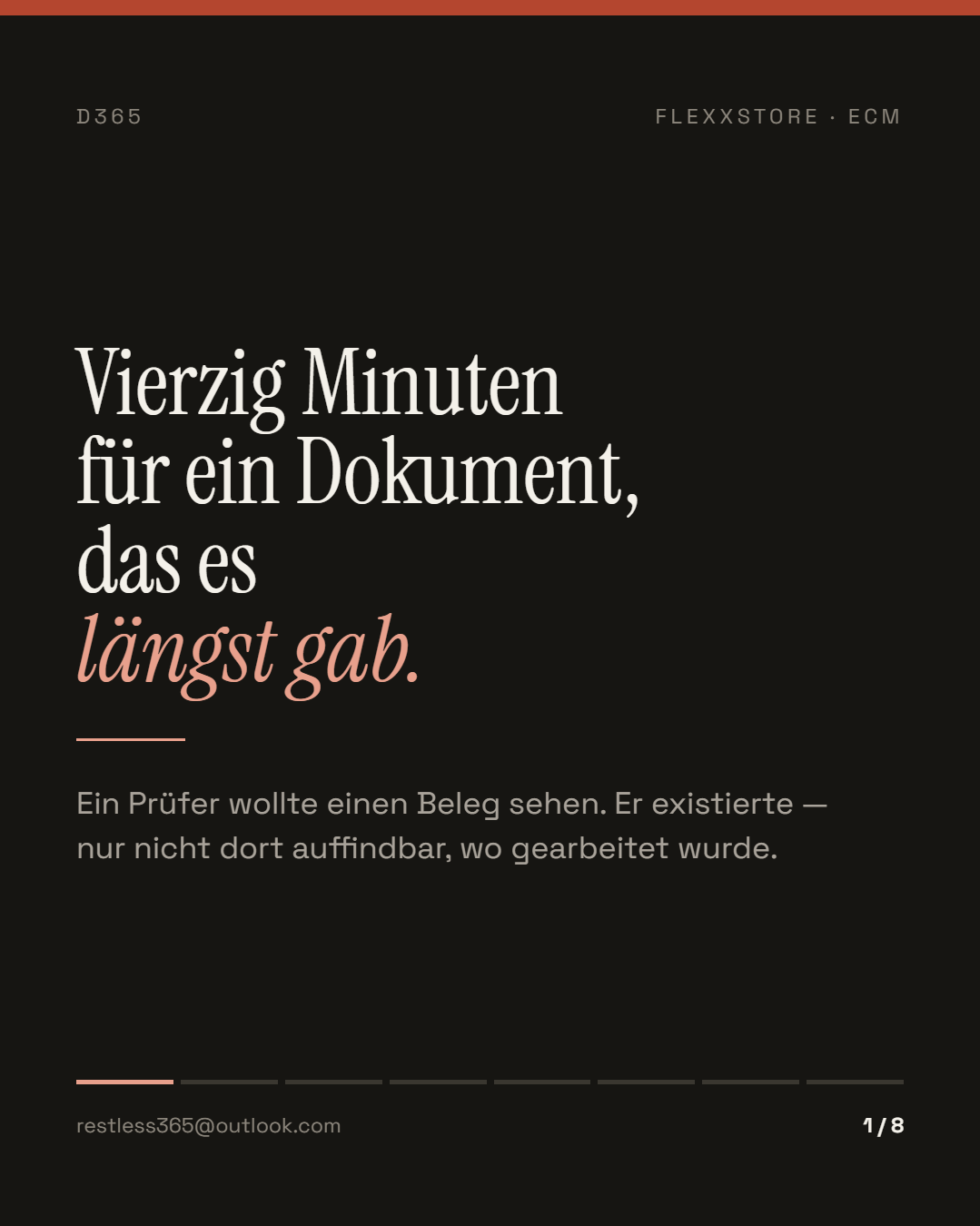 Titelseite: Vierzig Minuten für ein Dokument