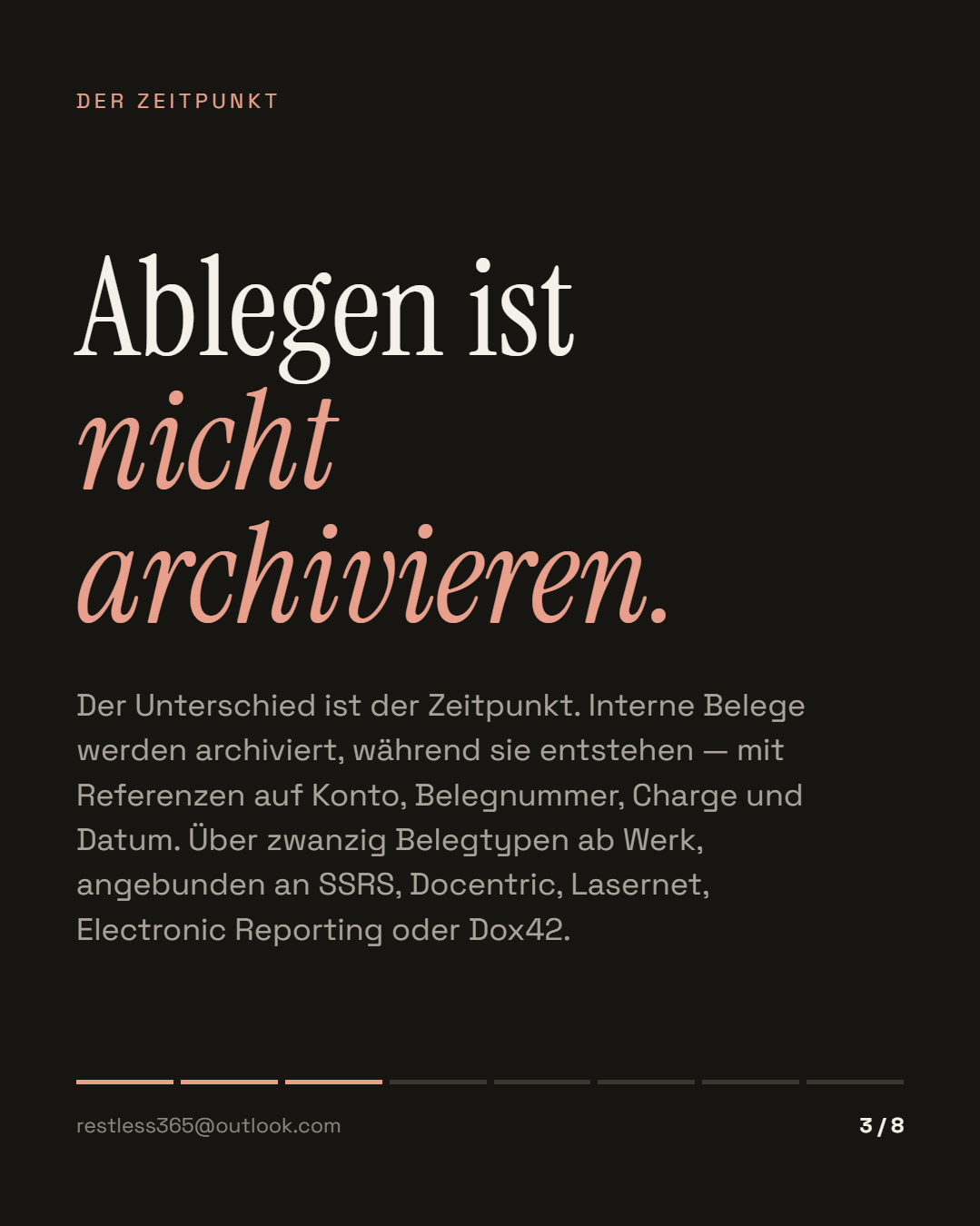 Ablegen ist nicht archivieren