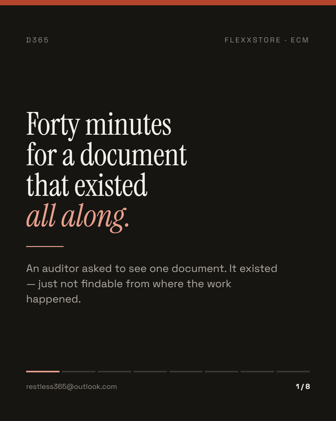 Cover: forty minutes for a document